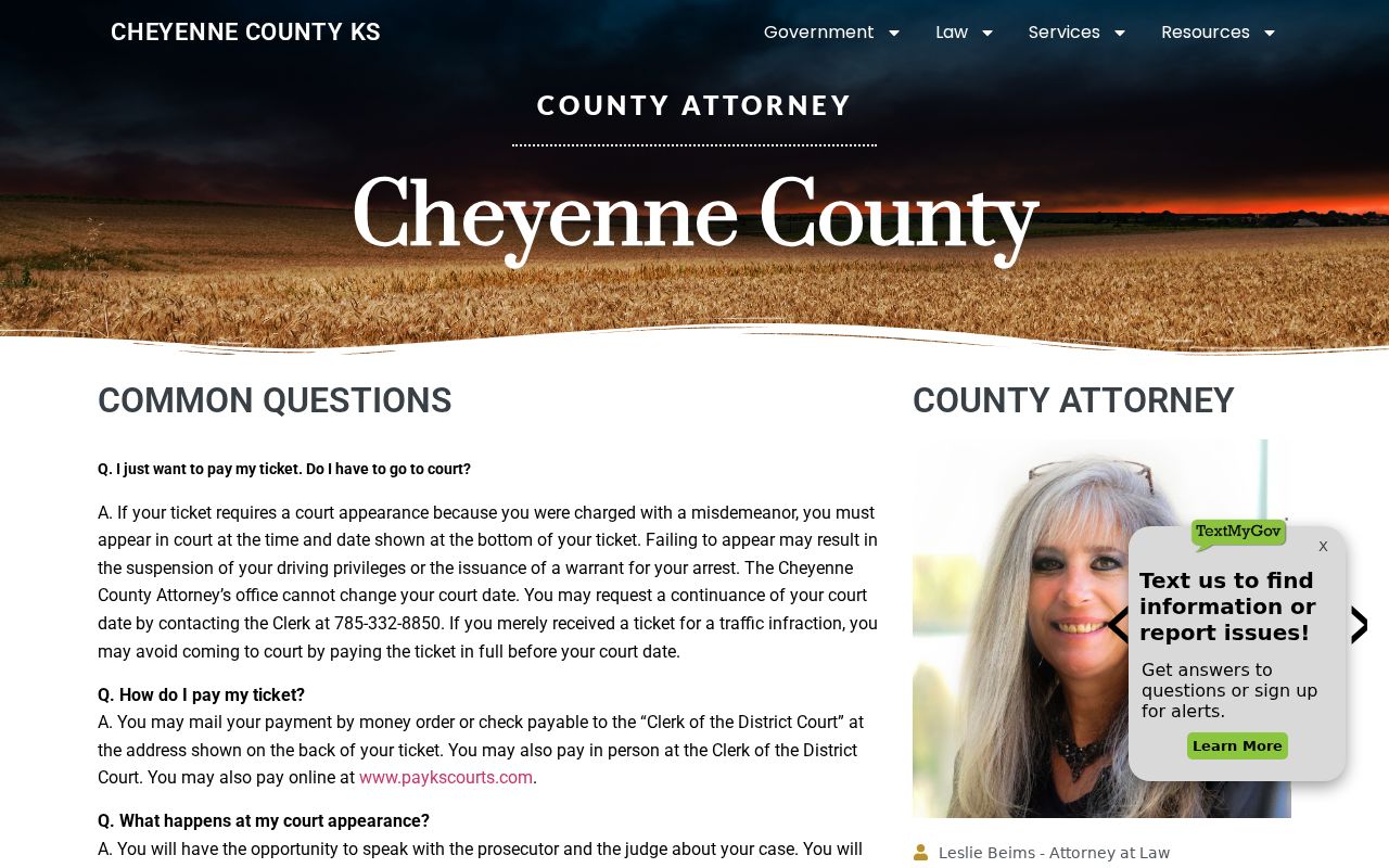 Cheyenne County Attorney traffic guidance for citations and proof of compliance