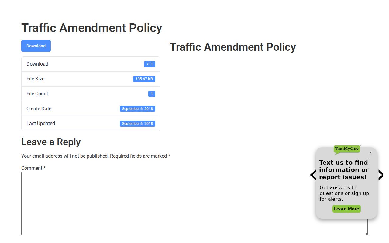 Cheyenne County Traffic Amendment Policy with written request and eligibility requirements