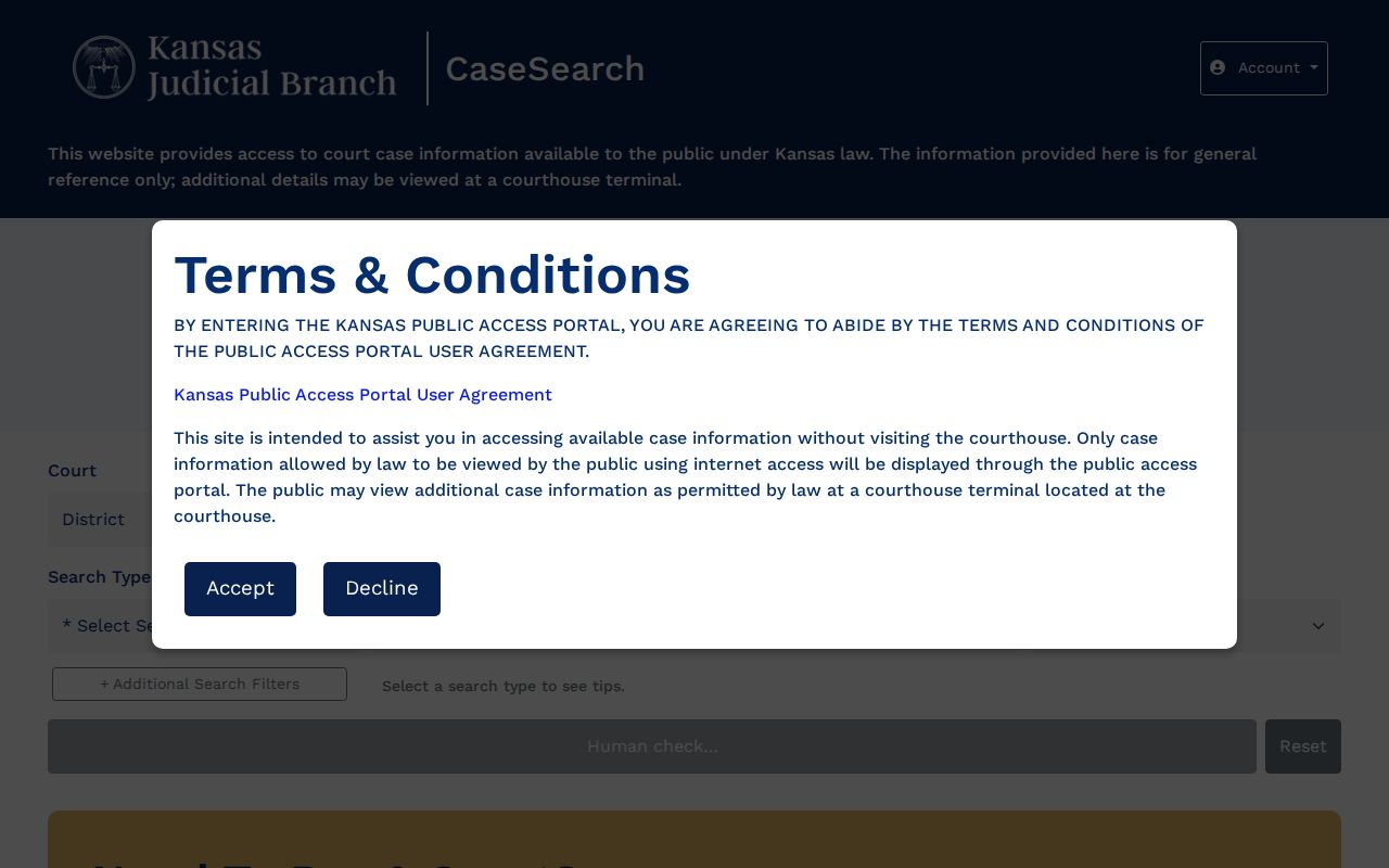 Cheyenne County court docket Kansas CaseSearch portal